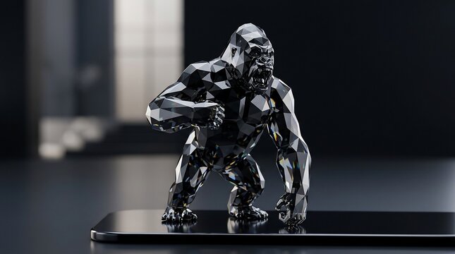 Abstract geometric gorilla sculpture modern luxury art object display