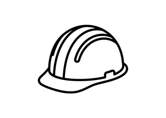 Fototapeta premium Simple line art illustration of a construction safety hard hat.