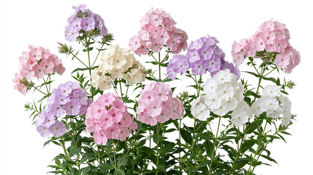 Colorful Garden Phlox Isolated on White Background