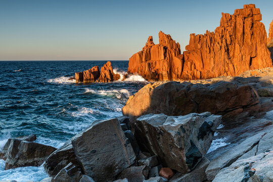 Sunset at Rocce Rosse in Arbatax, Sardinia, Italy