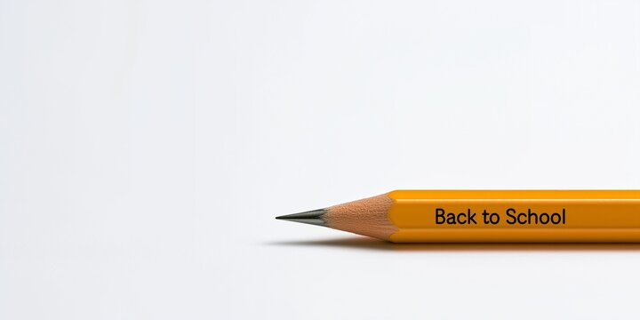 Tiny sharp pencil with Back to School text isolated on white