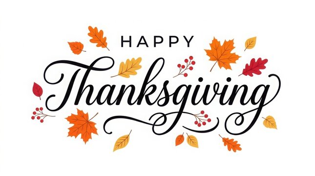 Thanksgiving day greeting card with handwritten style text