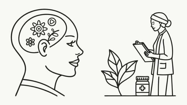 Mental health therapy and botanical medicine healing concept vector