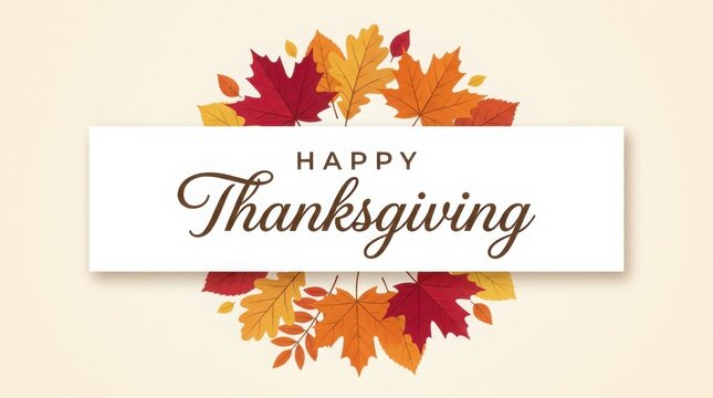 Thanksgiving autumn leaf wreath with golden text happy, greeting