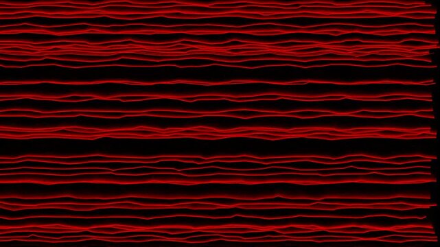 Abstract red wavy lines pattern on a dark black background 4K Motion Video