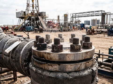 Large heavy duty wellhead flange studs and bolts drilling site