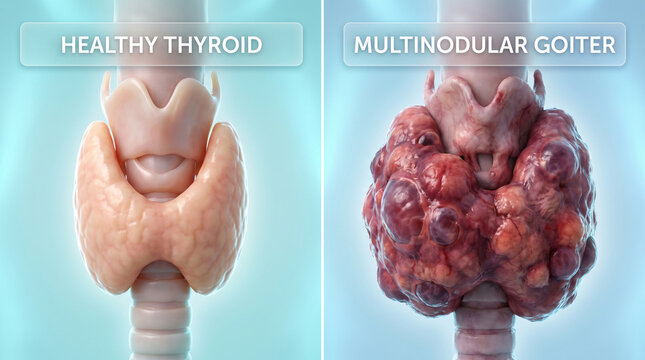 Healthy Thyroid and Multinodular Goiter Disease Comparison