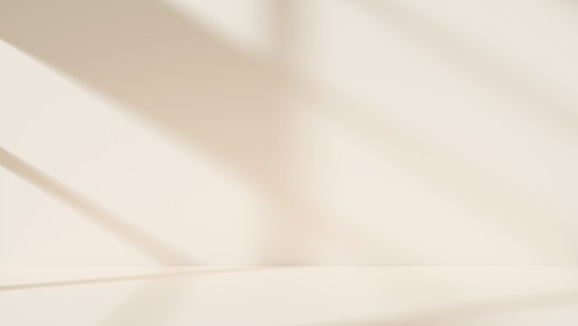 Modern beige wall studio background with soft grey shadows and elegant light, for product mockups and presentation
