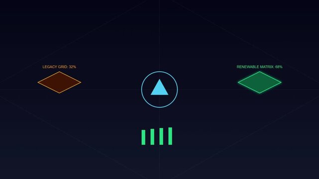 Isometric Smart Power Grid Converting Fossil Fuel to Renewable Energy Dashboard