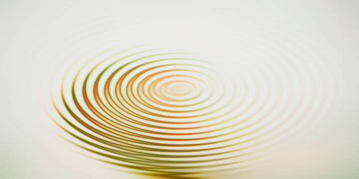 Abstract circular waves ripple motion effect on light soft beige background.