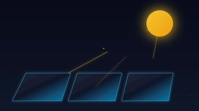 Futuristic Solar Farm with Dynamic Light Rays and Energy Scan HUD Loop