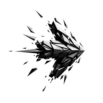 Abstract black and white geometric arrow explosion