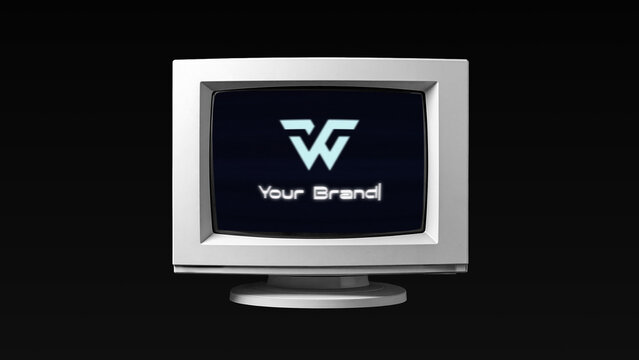 Retro Computer Monitor Logo Reveal &ndash; Old CRT Screen Brand Intro for Nostalgic Vintage Tech Video