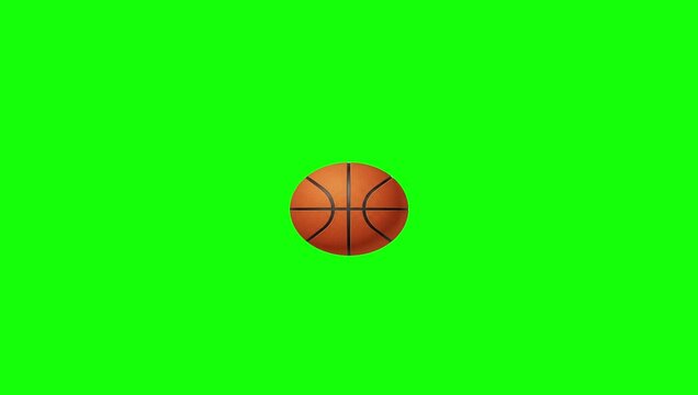 Green Basketball and Ball and Screen on Green Screen Background Horizontal 16-9