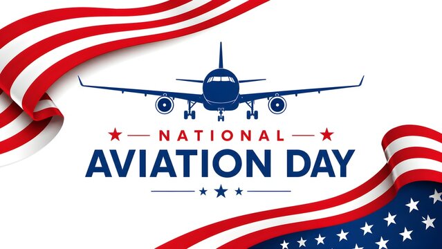 Modern National Aviation Day Background Featuring American Flag Inspired Design and Minimal Dark
