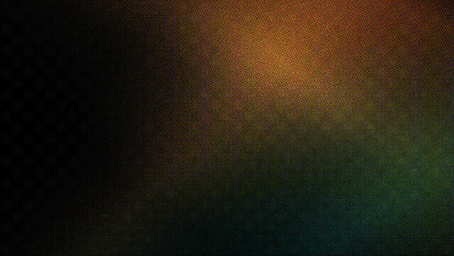 Multi colored light leak with orange and green gradients on textured dithered surface