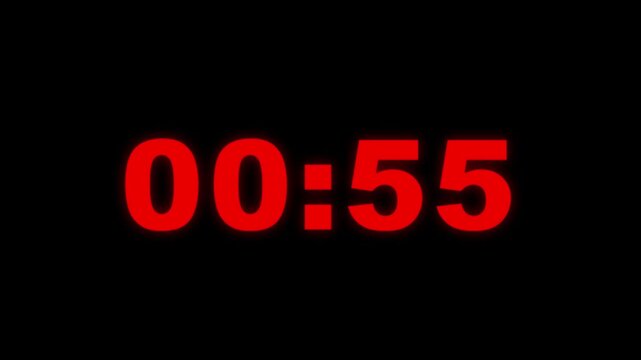 60 Second Workout Countdown Timer, Red Blod 1 Minute Fitness Clock on Dark Background 4K