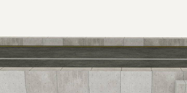 horizontal and vertical expressway overpass asphalt texture with safety concrete walls