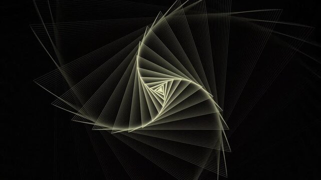 Abstract triangle geometric tunnel animation spinning in dark background for modern visual design.