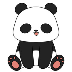 Cute panda sits calmly with soft, smiling expression © iJstock