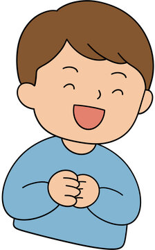 Cute Boy Praying and Singing Worship Illustration 두 손 모아 찬양하는 아이 일러스트