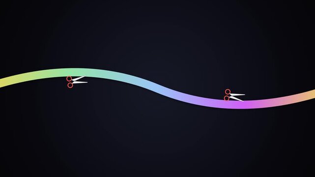 Scissors Cutting Colorful Wavy Line Animation for Editing, Cutting, Separation, Creative Design and Digital Workflow Concepts