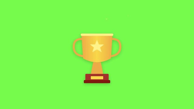 Gold trophy with star emblem on a simple green field