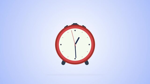 Red alarm clock with white dial showing time