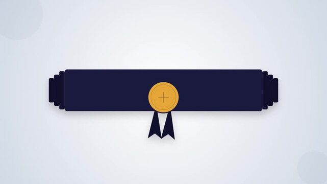 Blue ribbon award with gold medallion and rosette seal