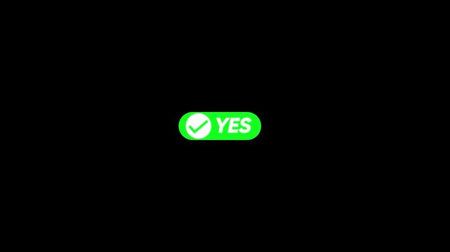 Green yes toggle switch button animation with checkmark