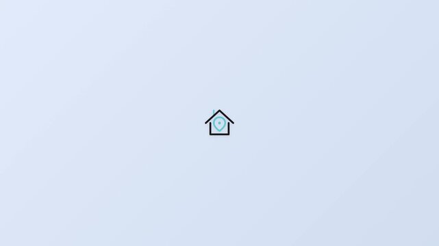Home Location Pin Animation with House Outline for Real Estate, Property Search, GPS Navigation and Residential Address Concepts