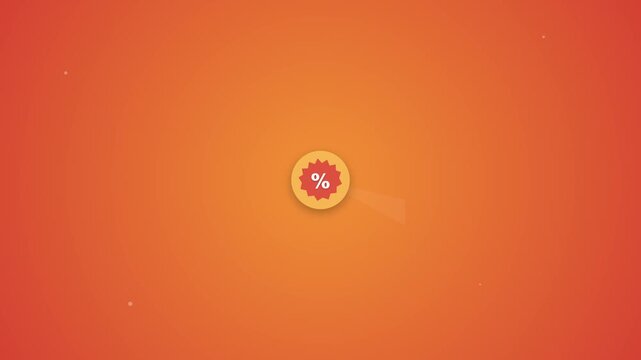 Small red percent symbol button centered on warm gradient
