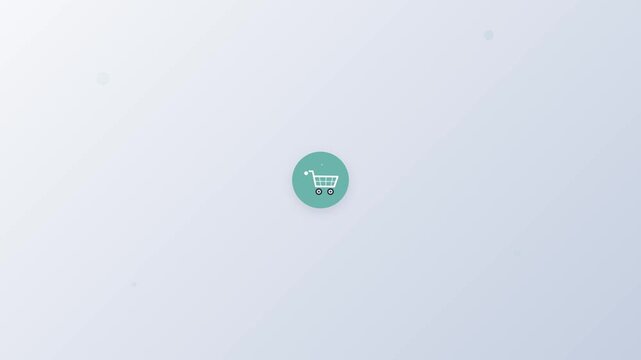 Small green shopping cart floating on a clean minimal surface