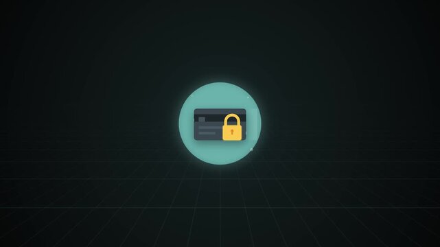 Locked padlock in a glowing teal circle on a dark interface