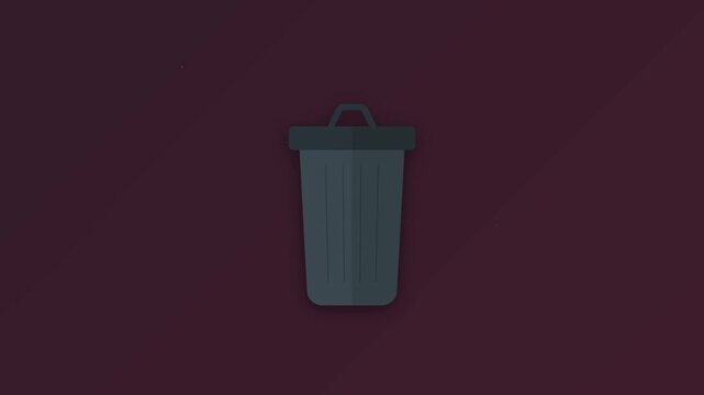 Trash Bin Animation with Open Lid for Waste Disposal, Garbage Collection, Recycling, Sanitation and Environmental Cleanliness