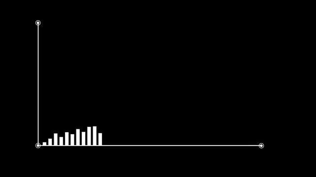Futuristic tech audio spectrum bar graph equalizer black background element