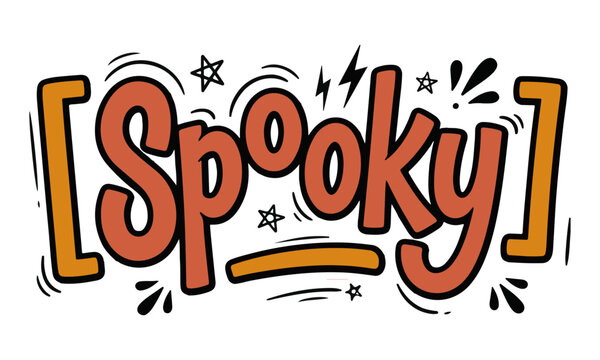 Spooky orange retro comic style lettering typography graphic design