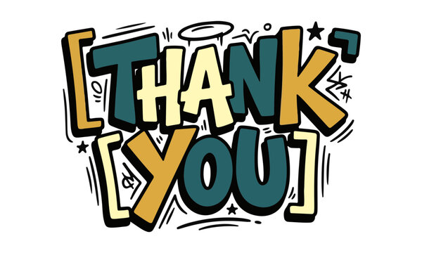 Thank you pop art style lettering vector graphic design composition