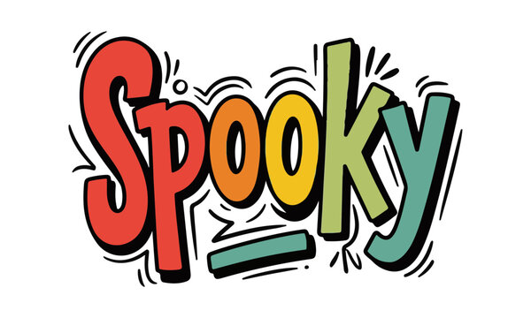 Spooky colorful typography vector graphic design illustration with halloween