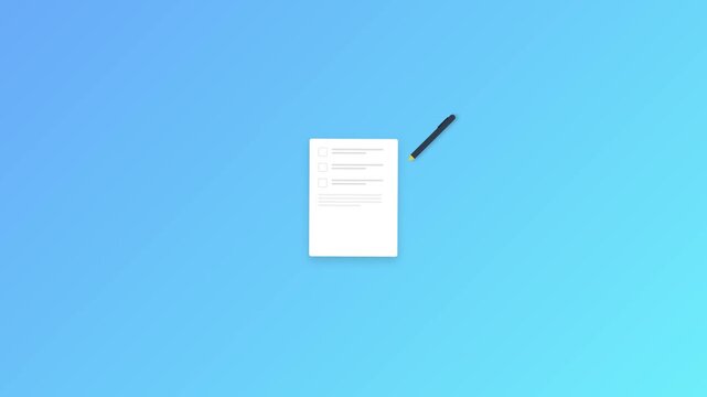 Paper Document with Pen Animation for Writing, Note Taking, Documentation, Office Work and Business Communication