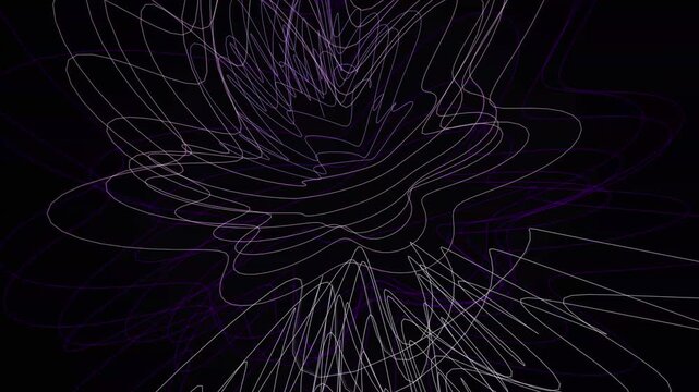 Purple and white abstract linear web design with chaotic intersecting thin lines