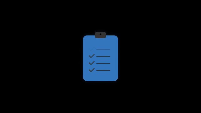 Blue clipboard with paper sheet and pushpin