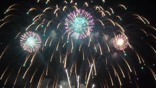 Multicolor fireworks bursting.mp4