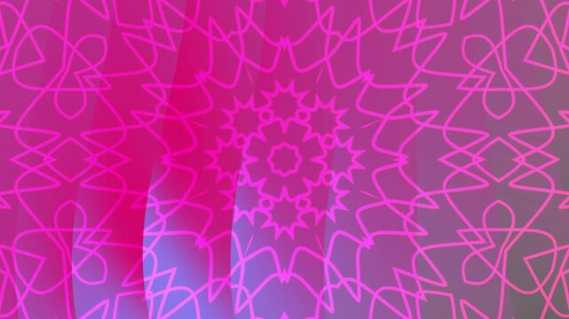 Pink symmetrical floral mandala overlay pattern with light gradient, abstract and vibrant decorative geometric art. Suitable for backgrounds, textiles, and print design. 