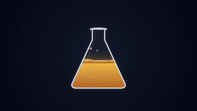Laboratory flask filled with amber liquid against a dark gradient