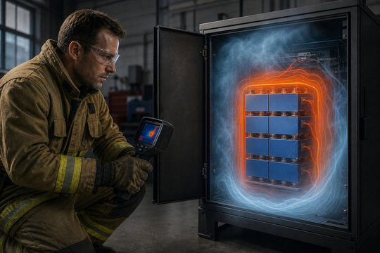Lithium battery cabinet thermal inspection