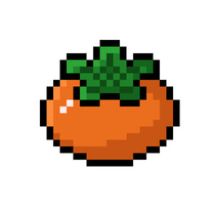 Fototapeta premium Pixel Art Persimmon Fruit Icon Illustration