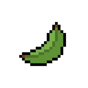 Pixel Art Green Plantain Retro Game Icon Illustration