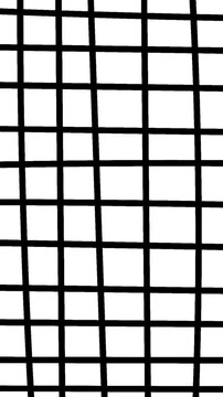 Doodle checkered background stop motion video, a loop of a hand-drawn grid pattern on paper. Vertical animated backdrop with a dynamic visual effect