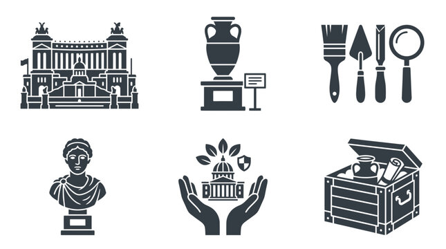Collection of ancient history and archaeology icons